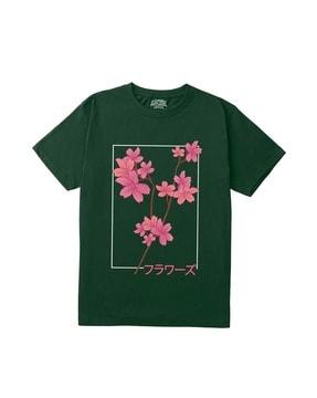 unisex floral print regular fit crew-neck t-shirt