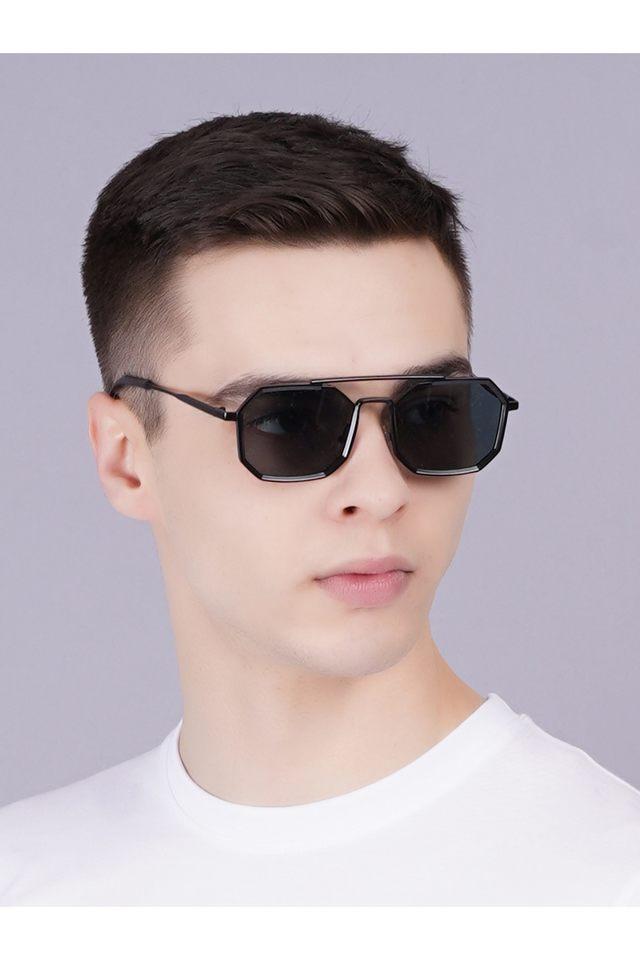 unisex full rim uv protected hexagonal sunglasses