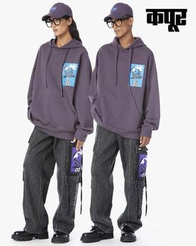 unisex graphic print hoodie with kangaroo pocket