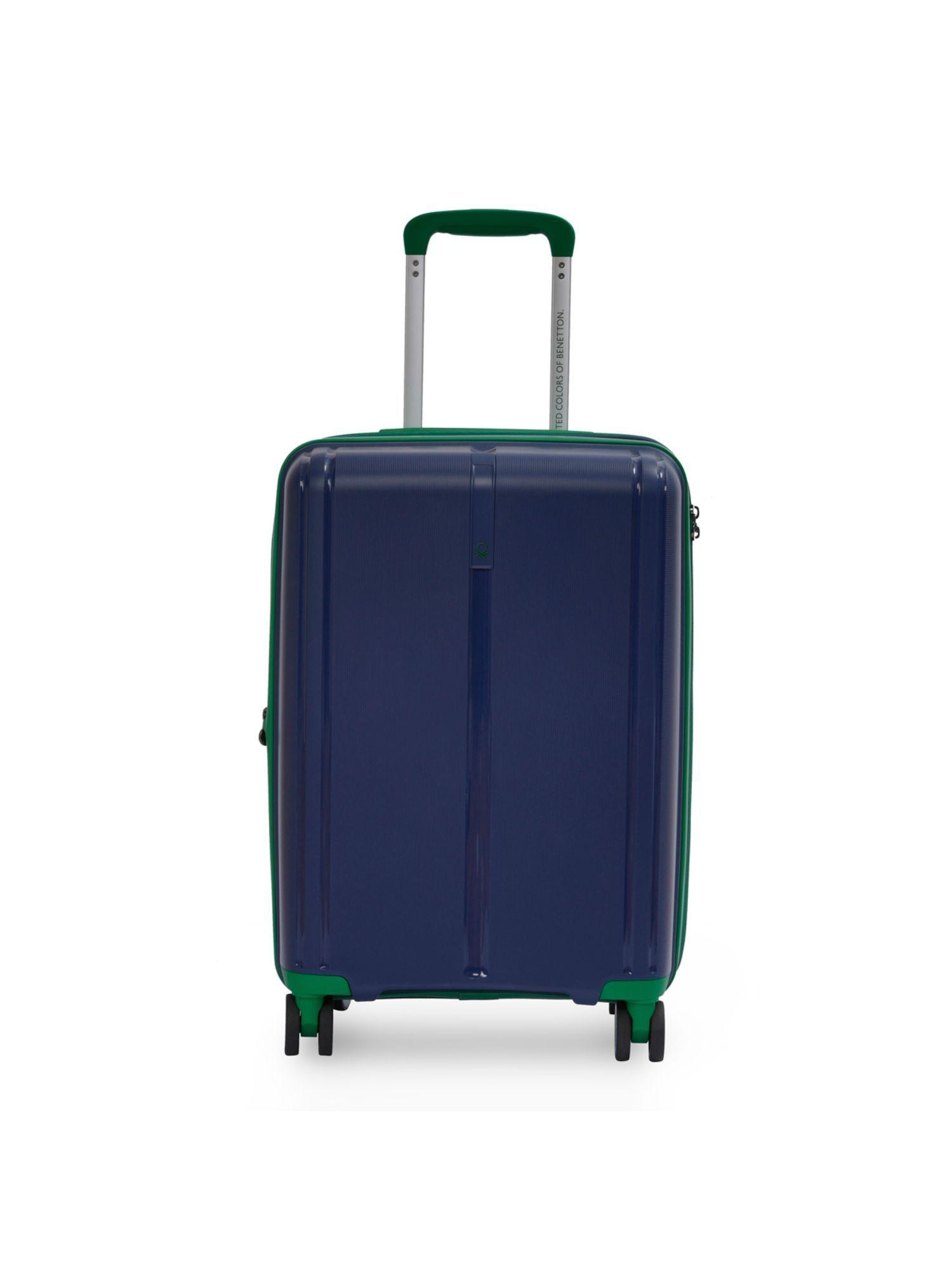 unisex hard luggage navy blue tsa lock trolley bag