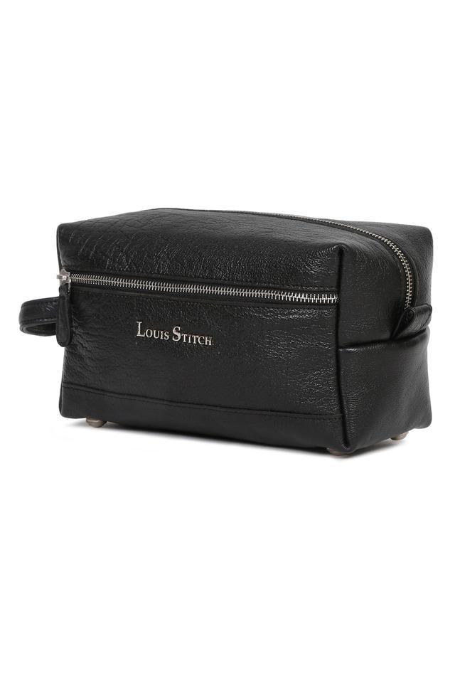 unisex italian shrunken leather toiletry kit travel organizer pouch