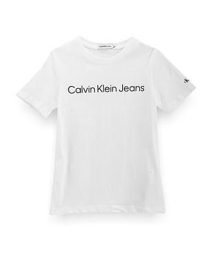 unisex kids brand print t-shirt