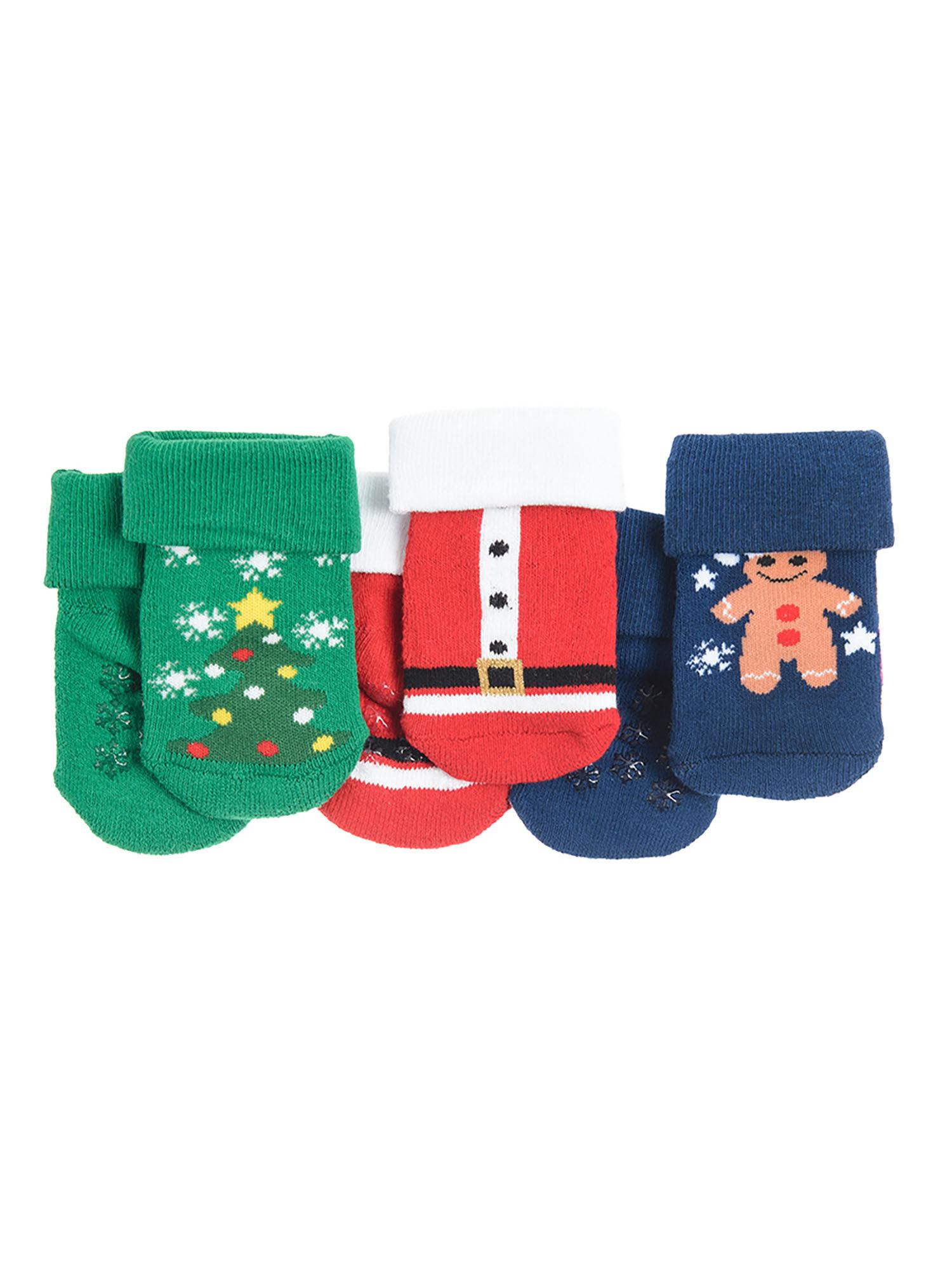 unisex kids multi color printed socks (set of 3)