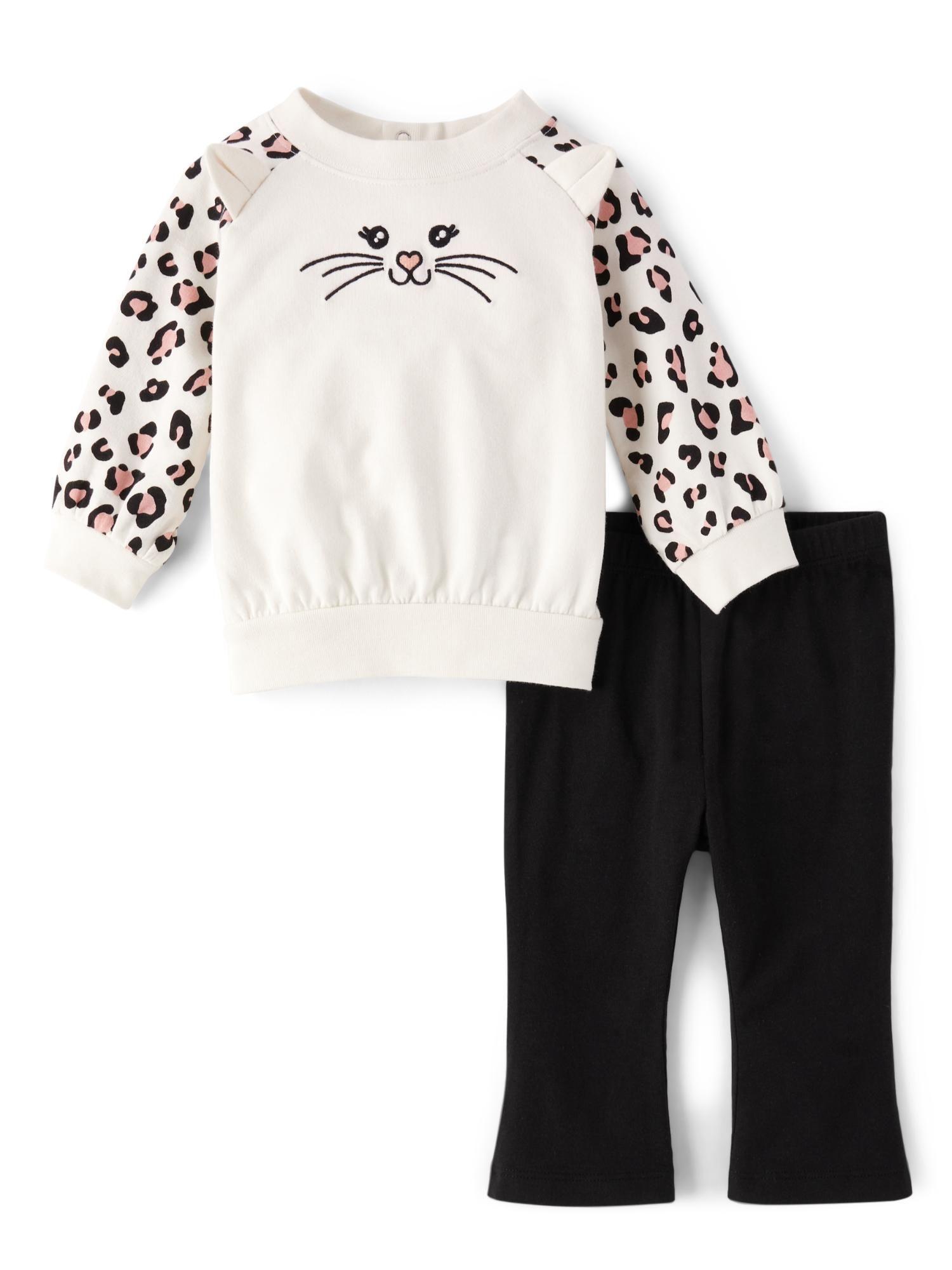 unisex kids white top and black pant (set of 2)