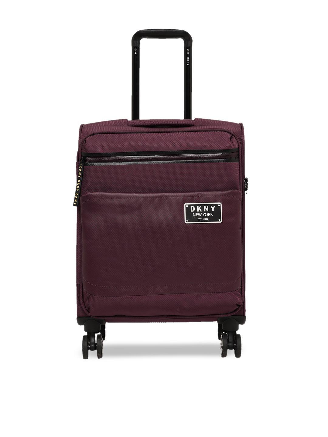 unisex maroon solid globe trotter soft body trolley bag