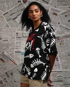 unisex oversized drop shoulder printed t-shirt