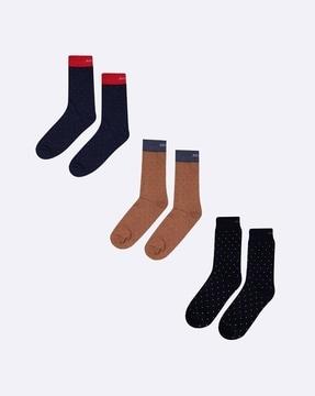 unisex pack of 3 polka-dot mid-calf length socks