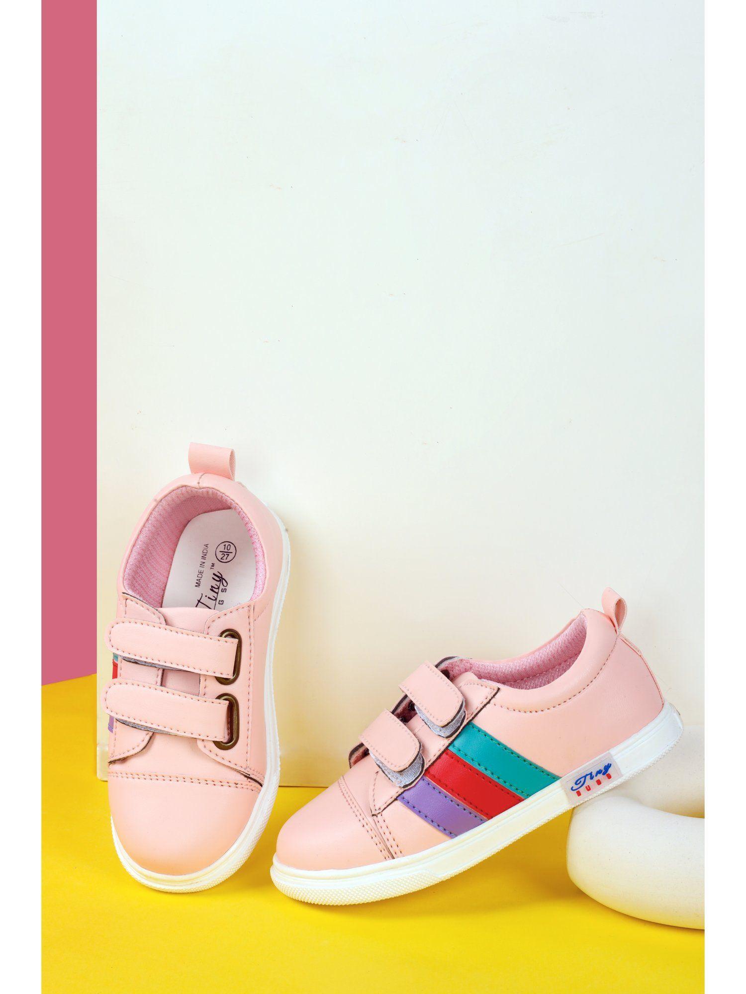 unisex pink double velcro sneakers