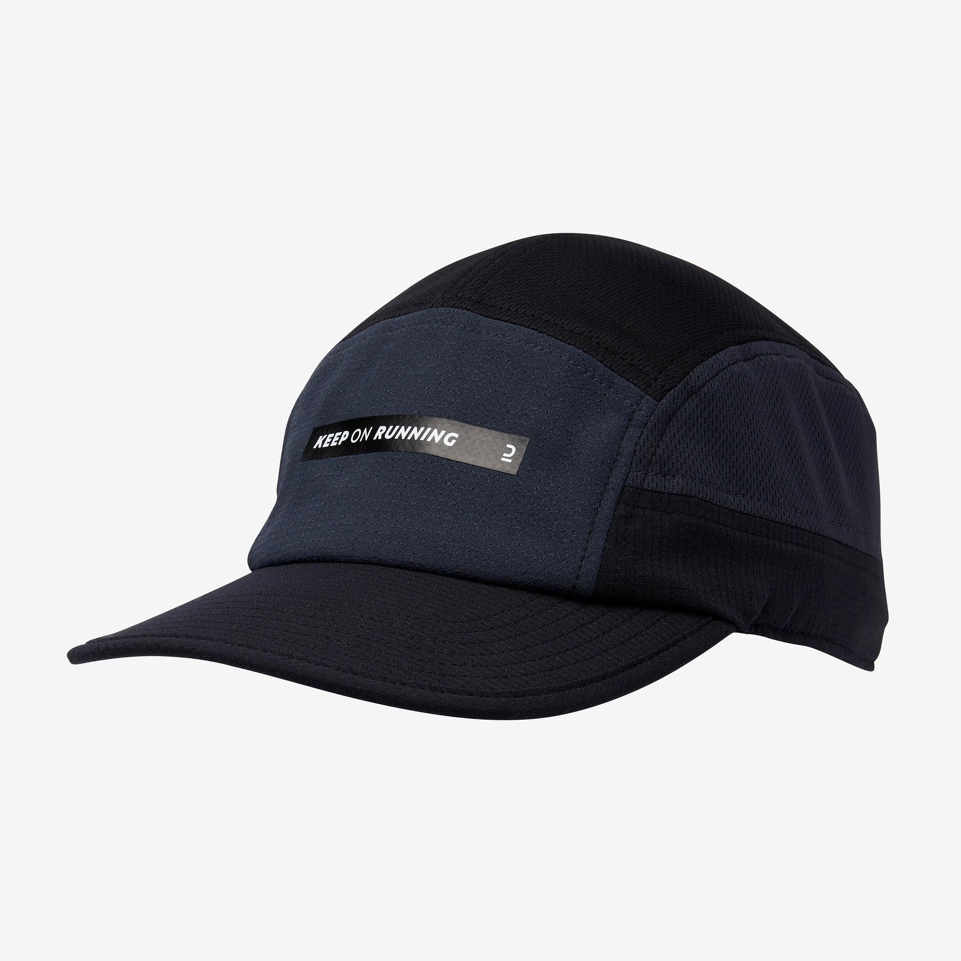 unisex running cap - kiprun 5 panels black grey