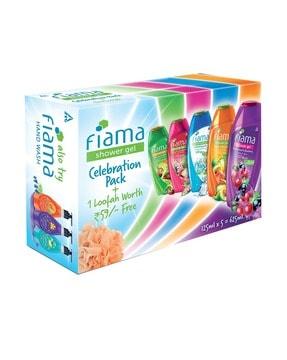 unisex shower gel celebration pack with free loofah