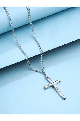 unisex silver-plated cross pendant with chain necklace