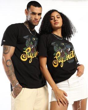 unisex tattoo script relaxed fit crew-neck t-shirt