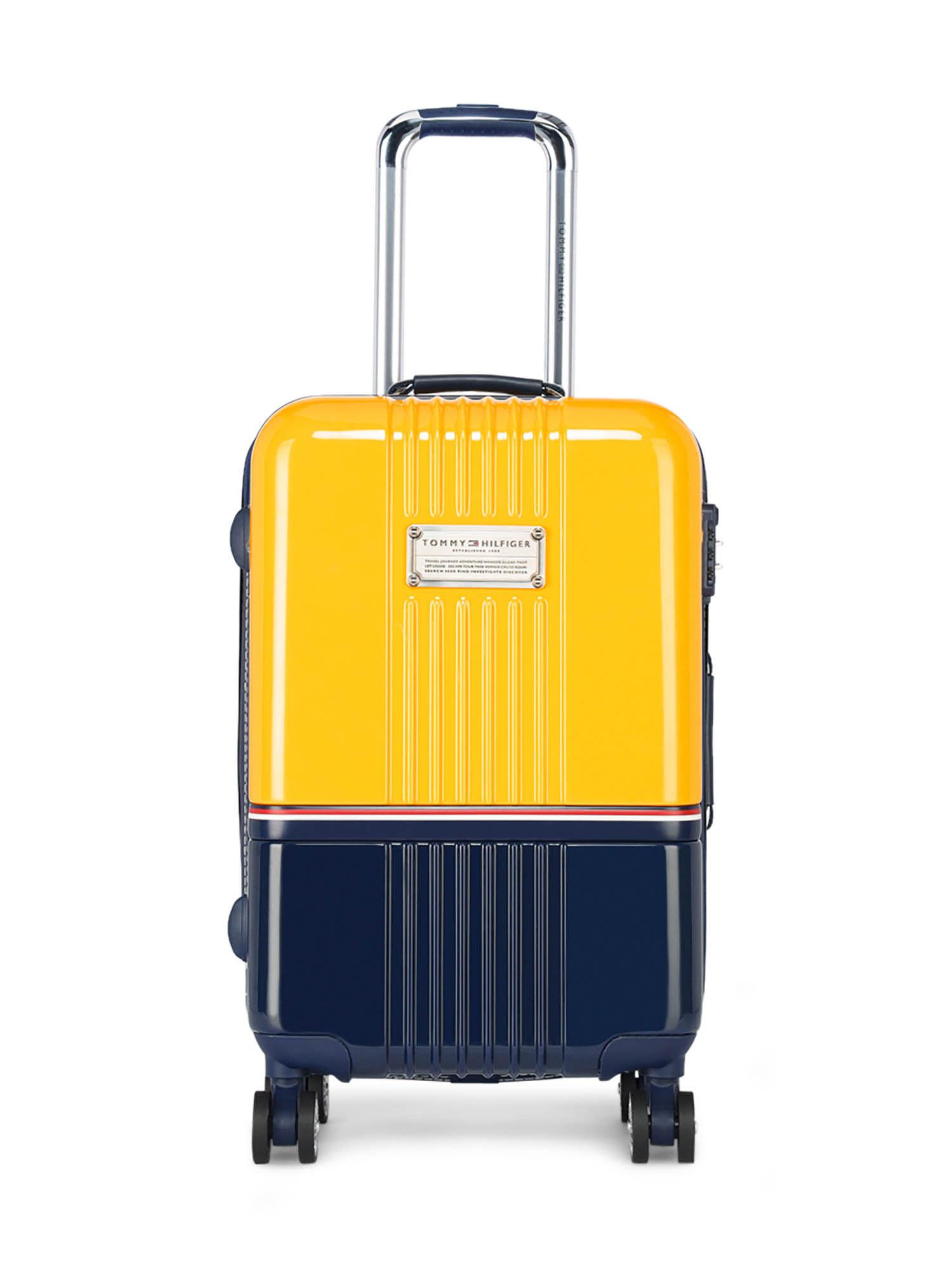 unisex twins pro hard luggage trolley bag - yellow & navy