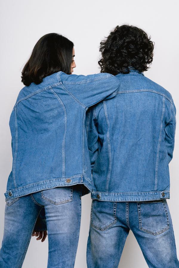 unisex vintage blue trucker jacket