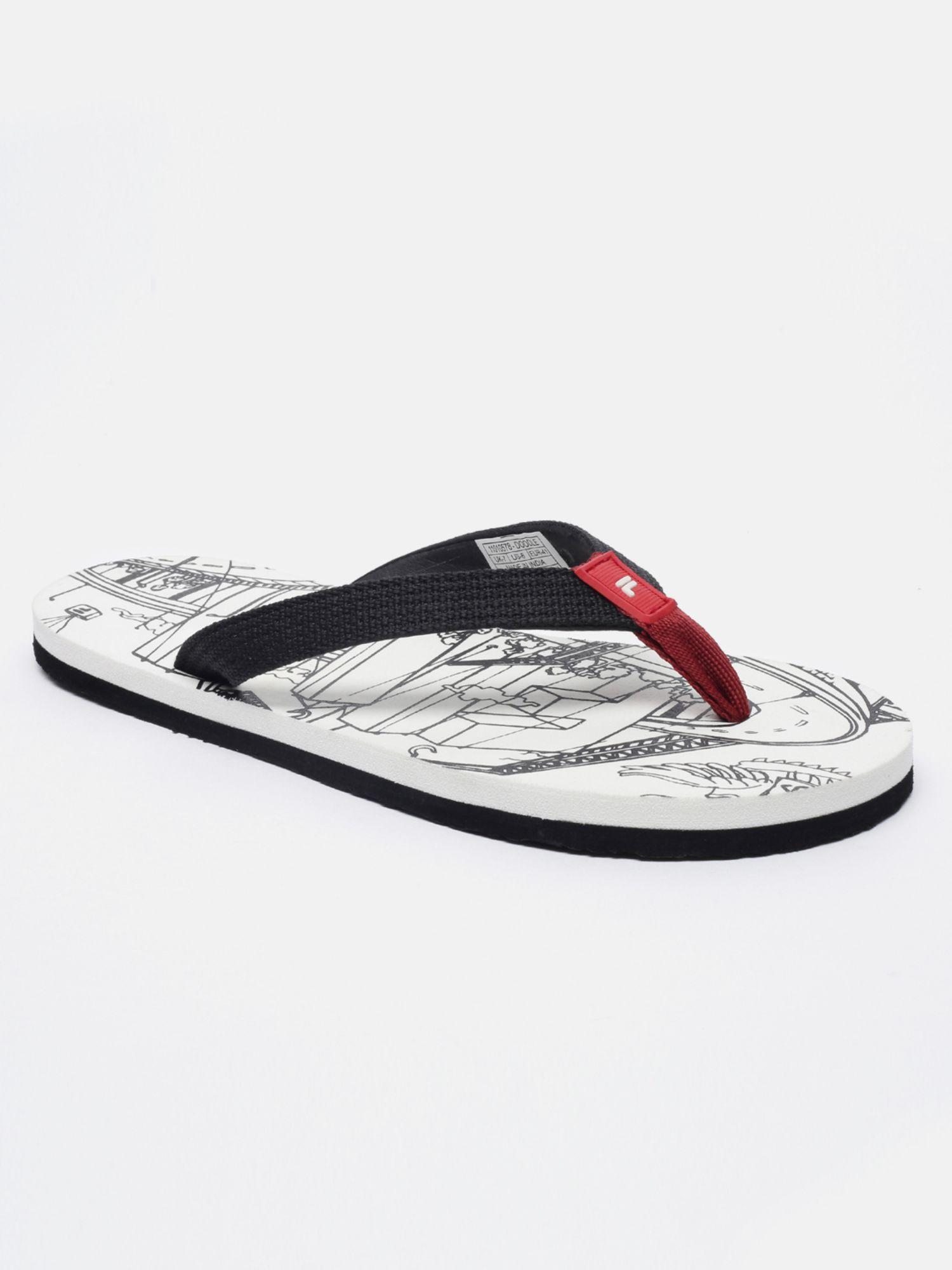 unisex white doodle flipflops