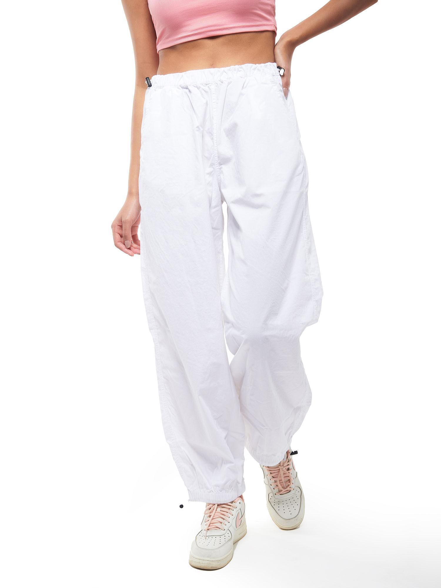 unisex white parachute pants