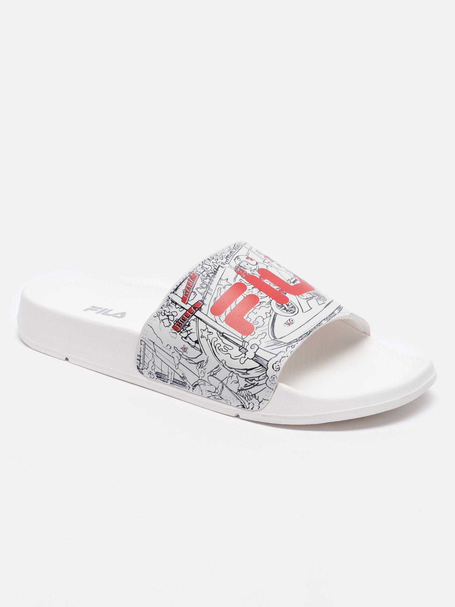 unisex white sketch sliders