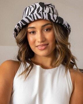 unisex zebra print bucket hat with stitched detail