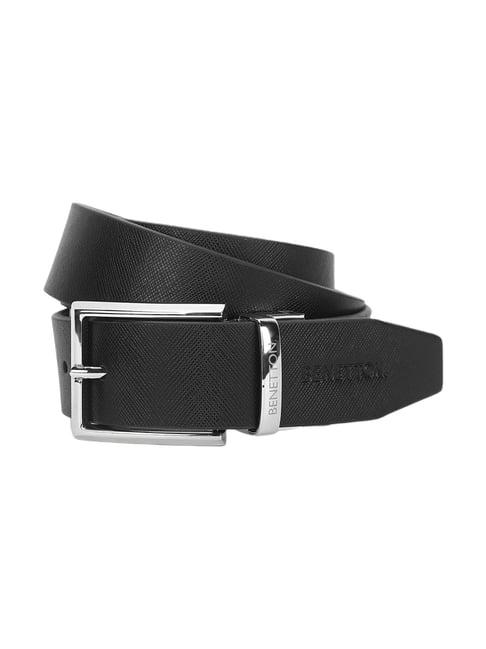 united colors of benetton black & tan casual reversible leather belt for men