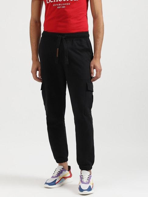 united colors of benetton black pure cotton relaxed fit jogger pants
