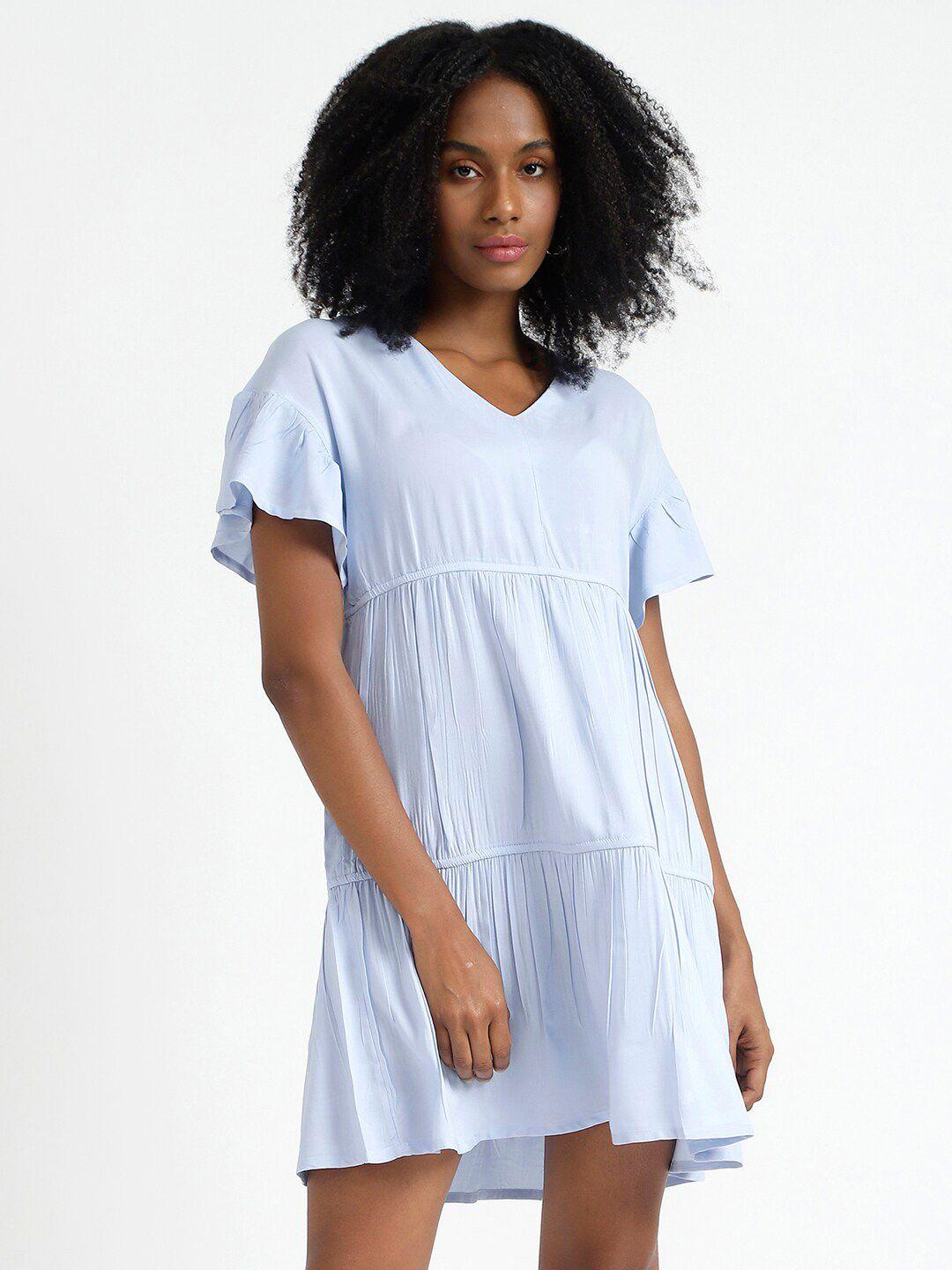 united colors of benetton blue a-line tiered dress
