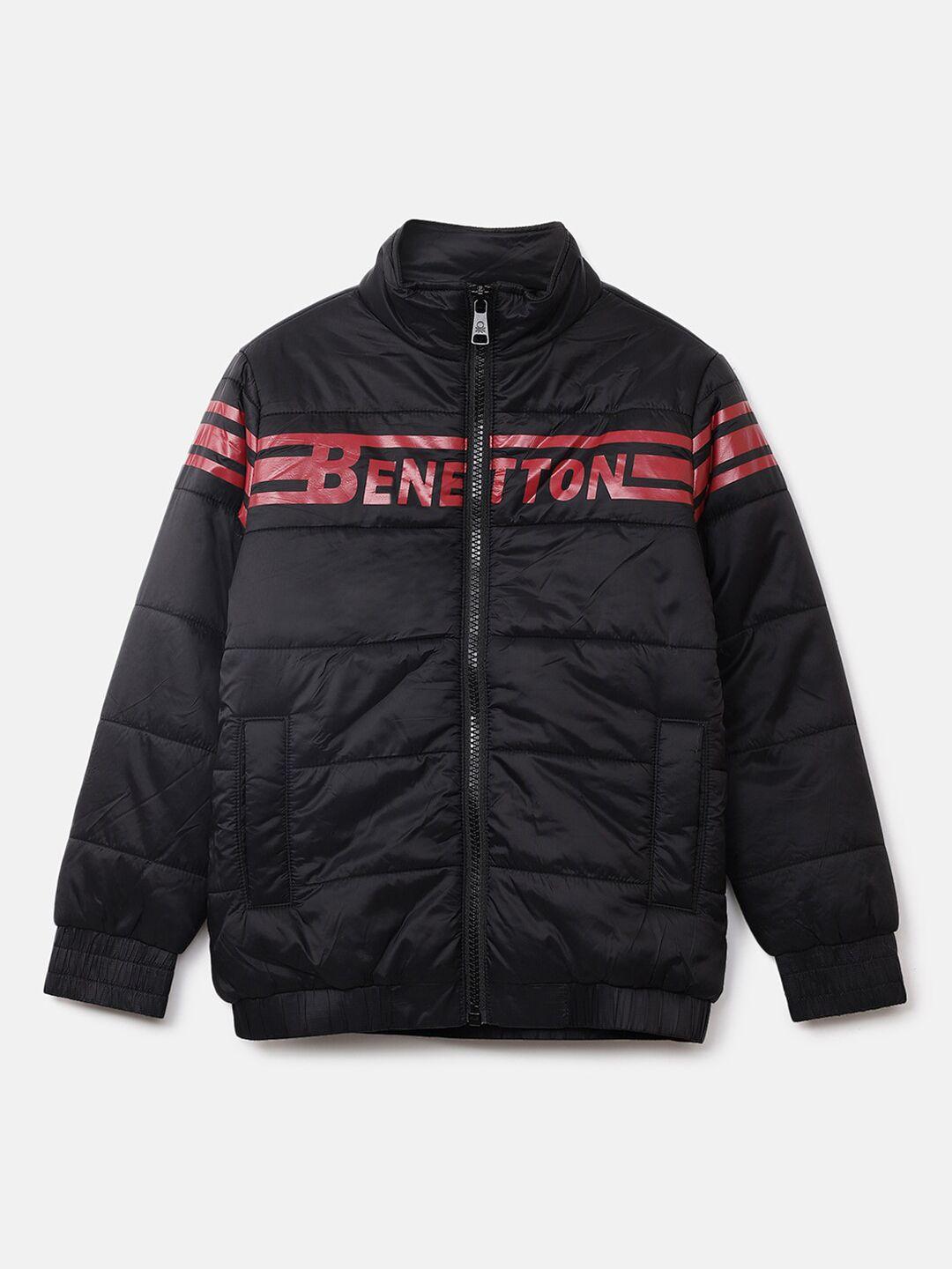 united colors of benetton boys black solid padded jacket