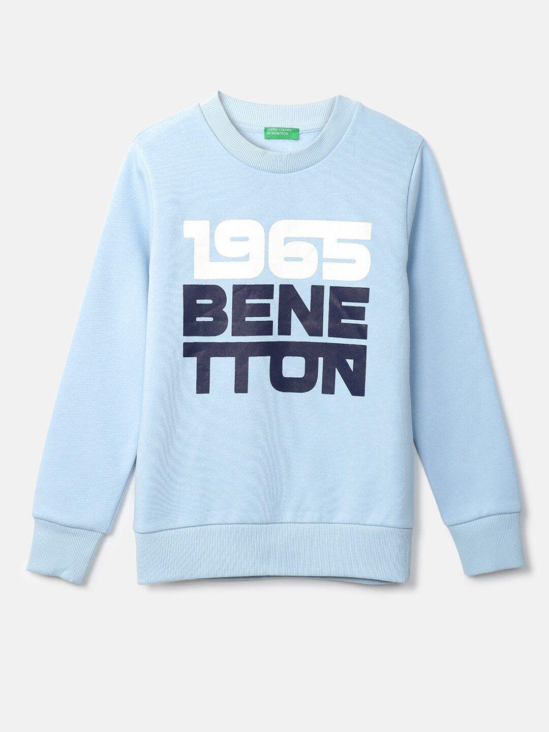 united colors of benetton boys blue printed sweatshirt