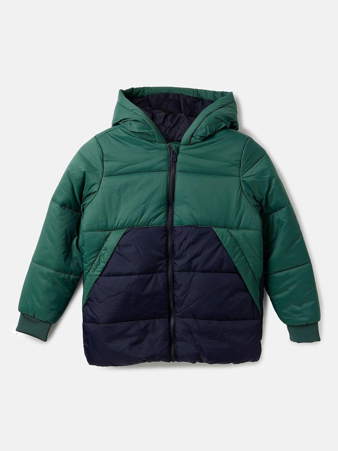 united colors of benetton boys colourblocked hooded puffer jacket