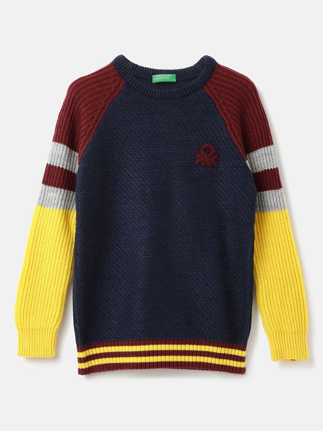 united colors of benetton boys colourblocked pullover sweater