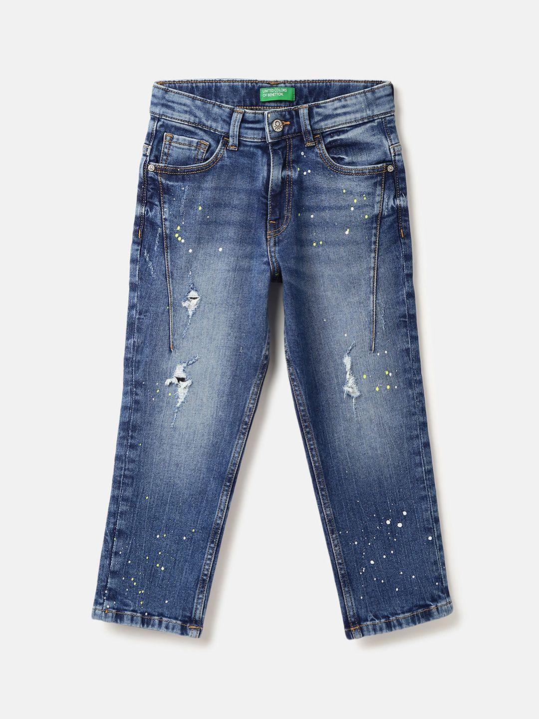 united colors of benetton boys cotton mildly distressed heavy fade jeans