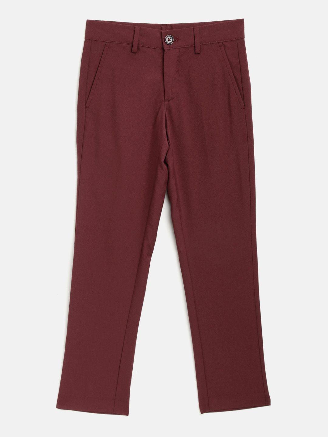 united colors of benetton boys maroon regular fit solid trousers