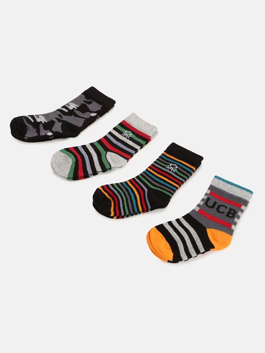 united colors of benetton boys pack of 4 patterned & striped ankle-length socks