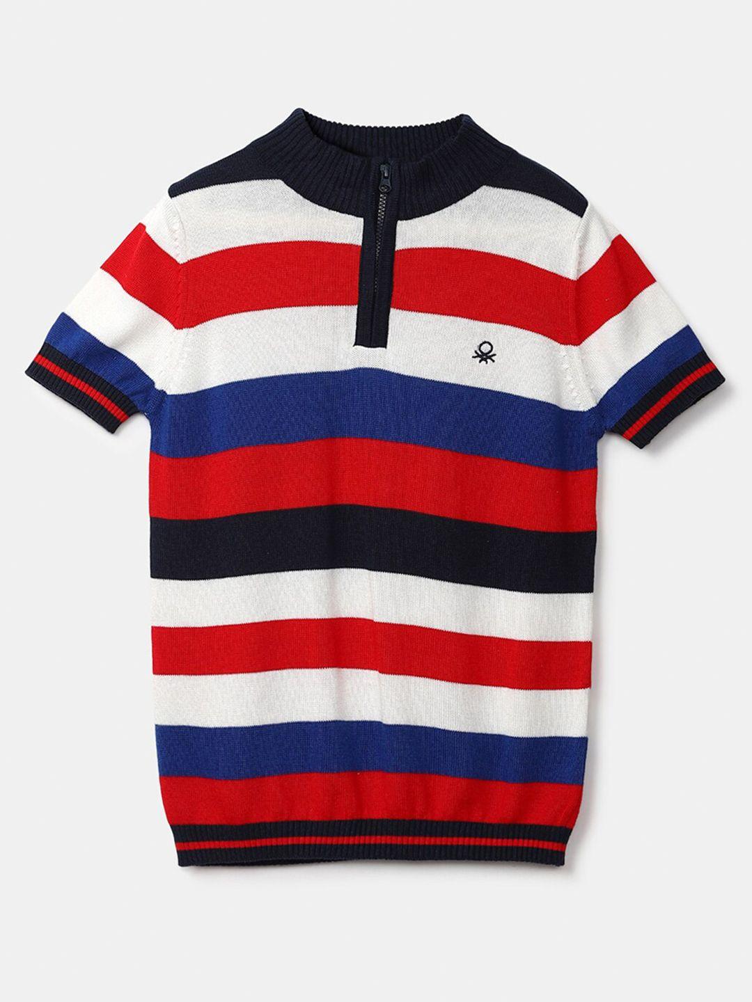 united colors of benetton boys red & white striped pullover