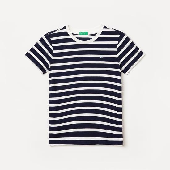 united colors of benetton boys striped crew neck t-shirt