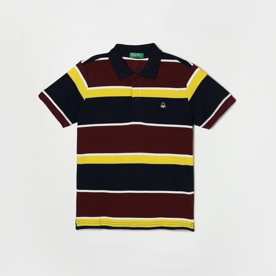 united colors of benetton boys striped regular fit polo t-shirt