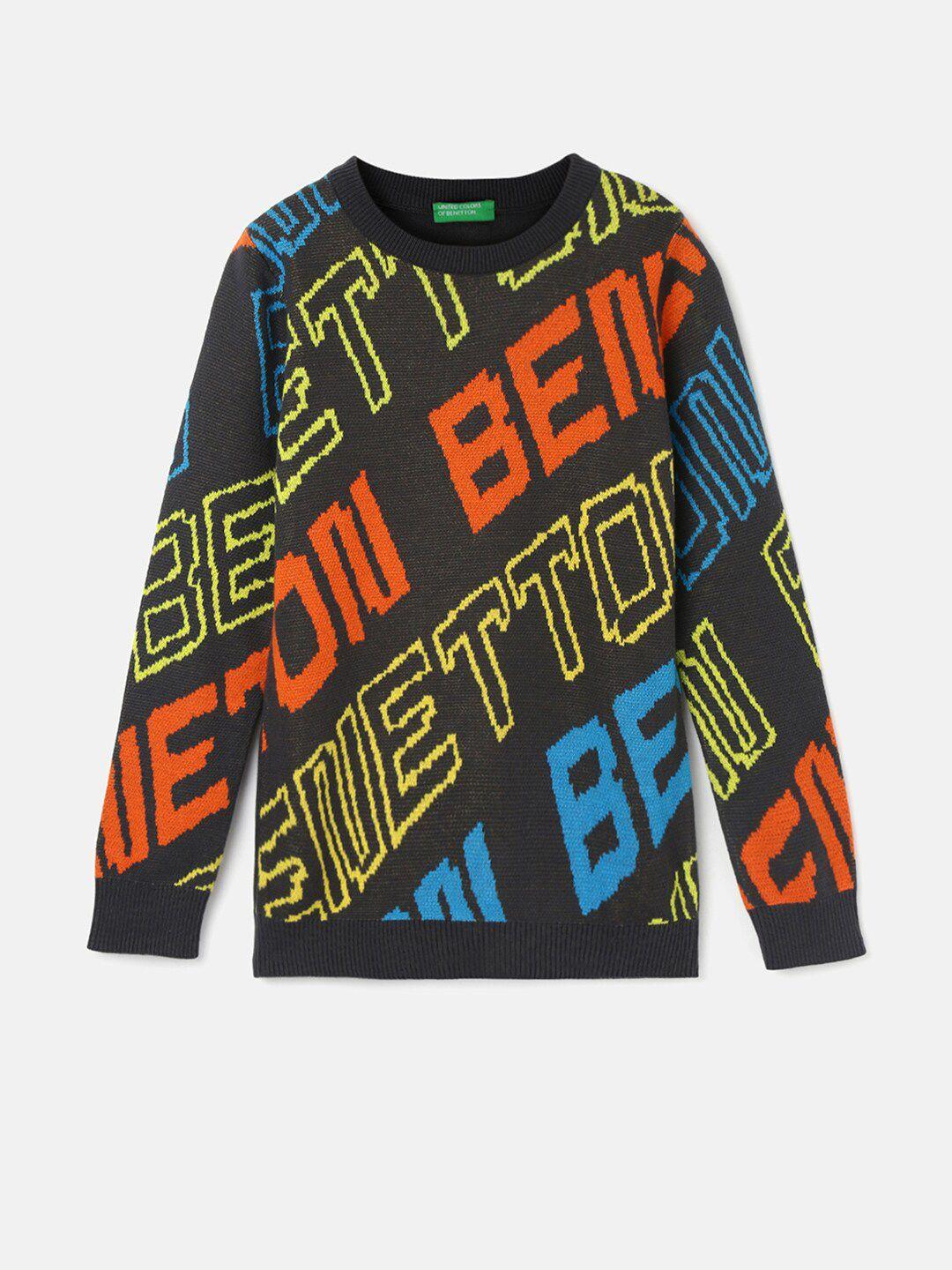 united colors of benetton boys typography printed cotton pullover