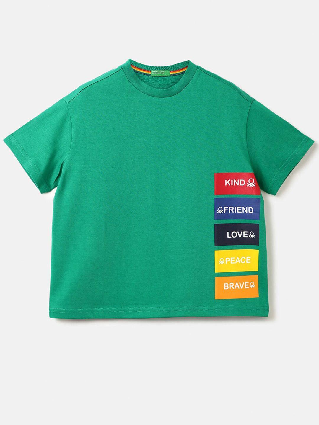 united colors of benetton boys typography printed cotton t-shirt