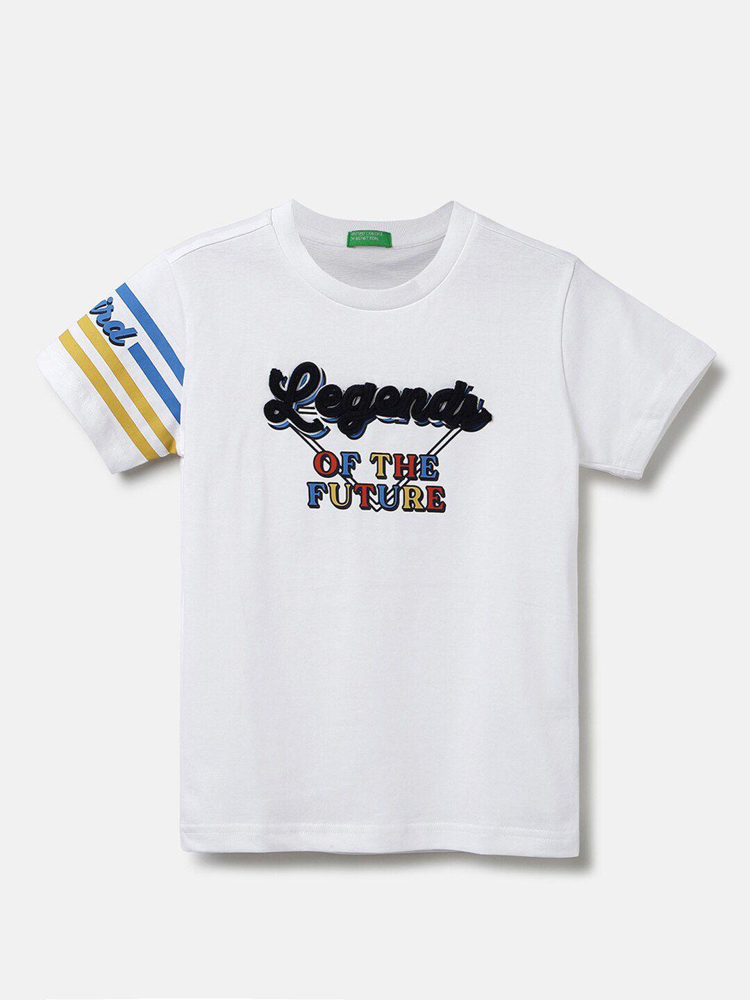 united colors of benetton boys typography printed cotton t-shirt