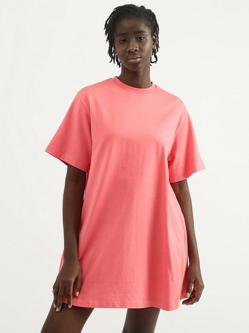 united colors of benetton coral cotton shift dress