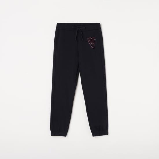 united colors of benetton girls solid cuffed joggers
