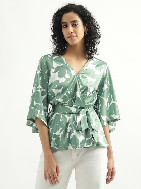 united colors of benetton green printed top