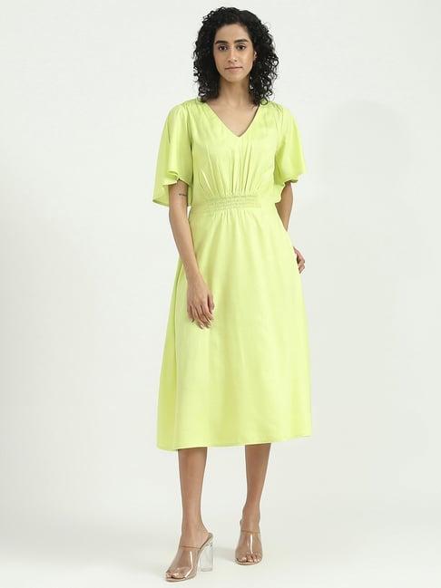 united colors of benetton green regular fit a-line dress