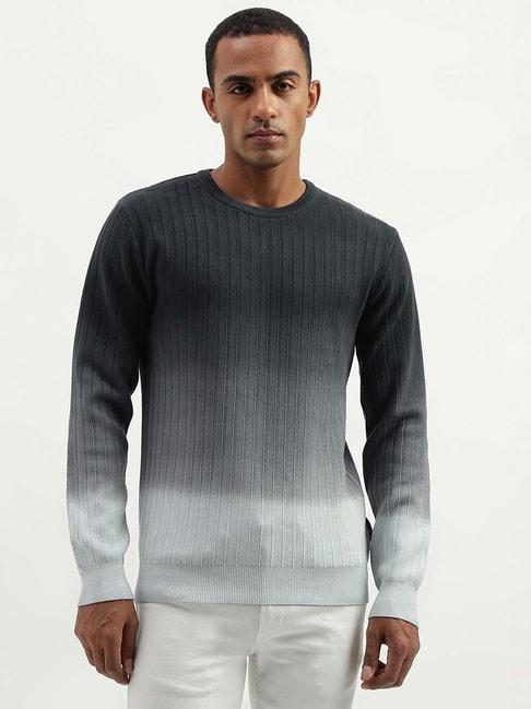 united colors of benetton grey regular fit ombre print sweater