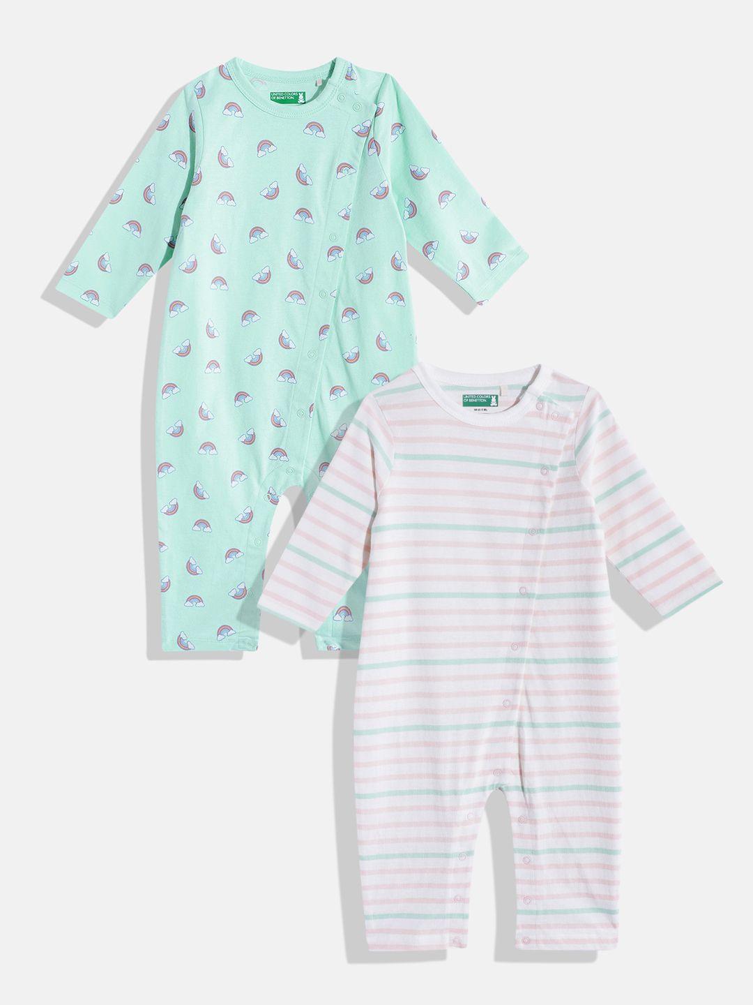 united colors of benetton infant girls pack of 2 pure cotton rompers