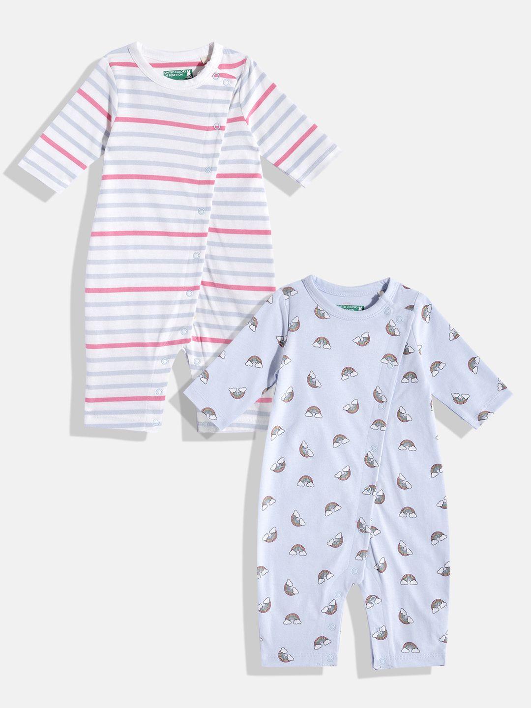 united colors of benetton infant girls pack of 2 pure cotton rompers