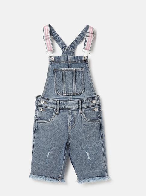 united colors of benetton kids blue solid dungaree