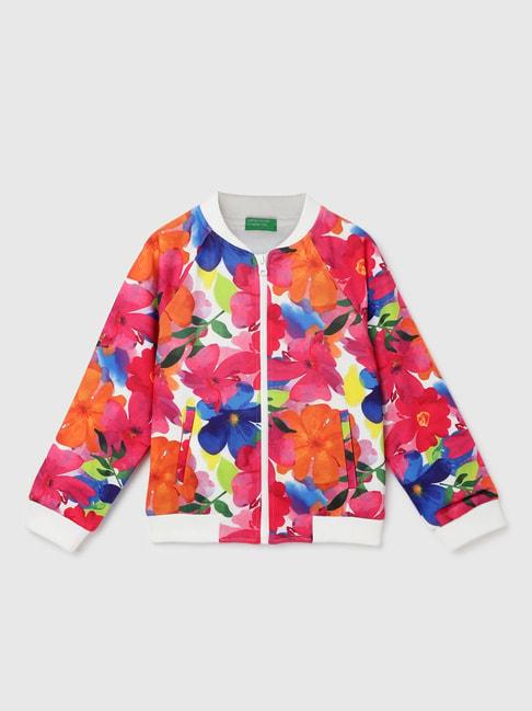 united colors of benetton kids girl's regular fit band collar floral jacket