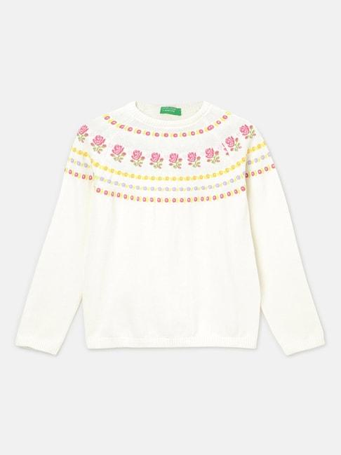 united colors of benetton kids girl's regular fit crew neck floral sweater