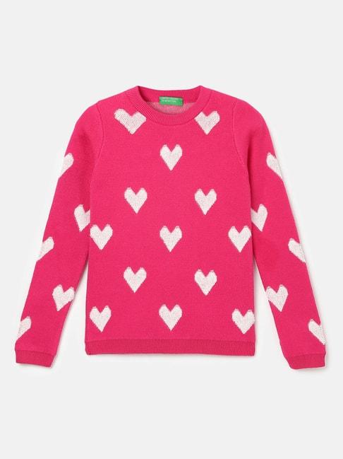 united colors of benetton kids girl's regular fit crew neck knitted sweater
