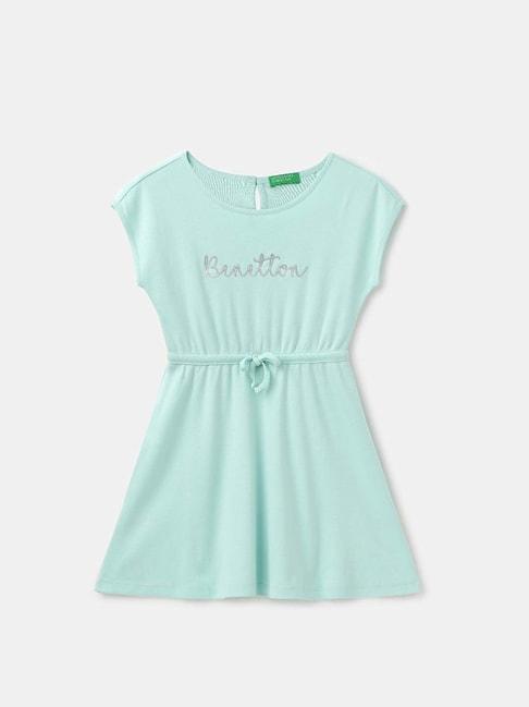 united colors of benetton kids green cotton printed dress